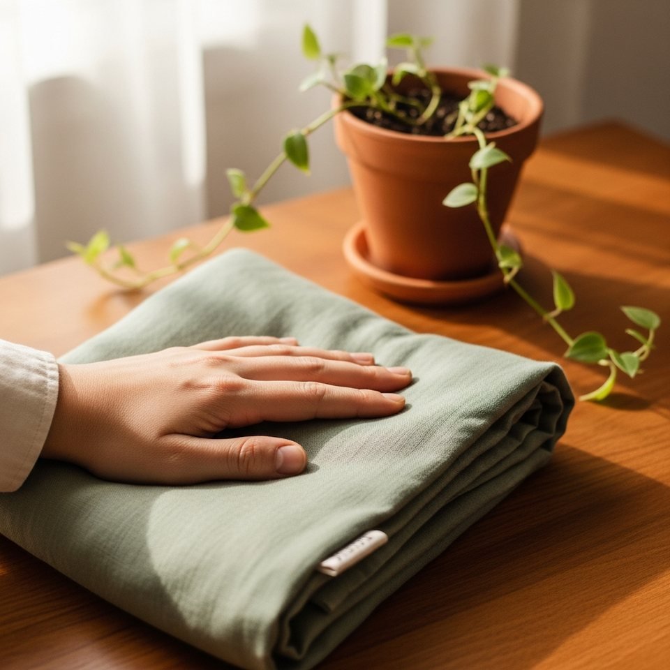 Folded linen prepared for a treatment room