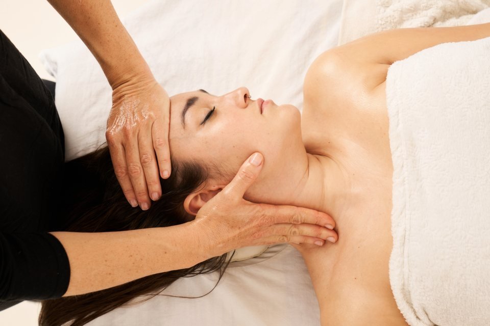 Massage therapy to the jaw, face and neck