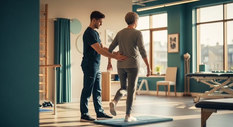 Walking retraining with a physiotherapist alongside