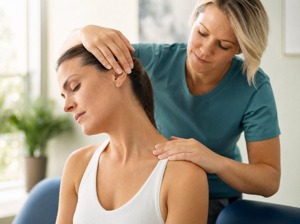 Manual therapy to the neck and shoulder